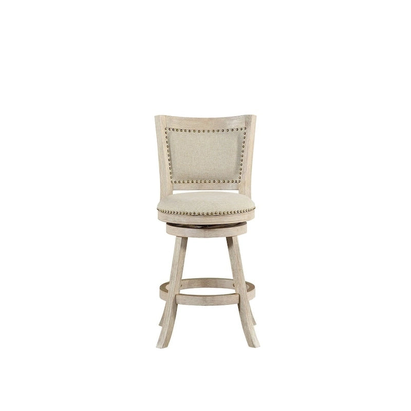 Tabouret de comptoir pivotant à dossier haut avec coussin en lin et structure en bois