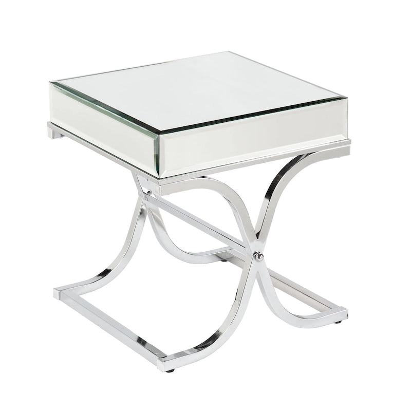 Table d'appoint miroir chromée