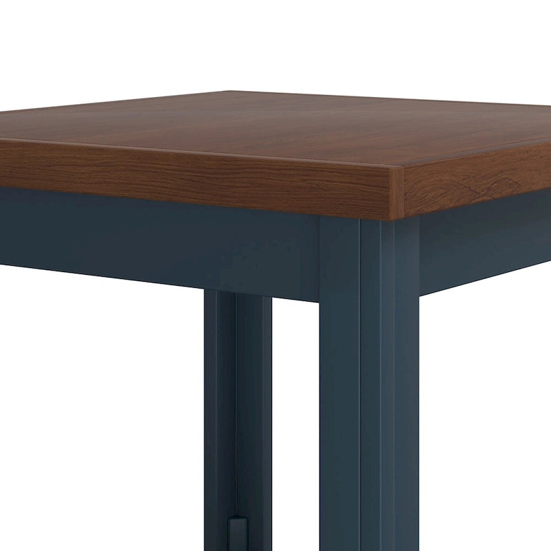 Table d'appoint de 61 cm, aucun assemblage requis, finition denim bleu et whisky