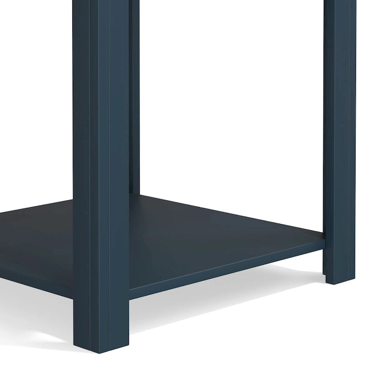Table d'appoint de 61 cm, aucun assemblage requis, finition denim bleu et whisky