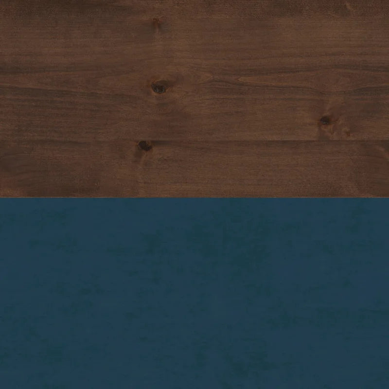 Table d'appoint de 61 cm, aucun assemblage requis, finition denim bleu et whisky
