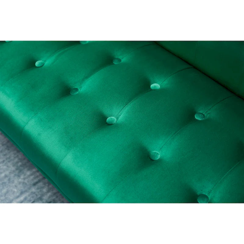 Canapé convertible en velours capitonné de 75 po de large