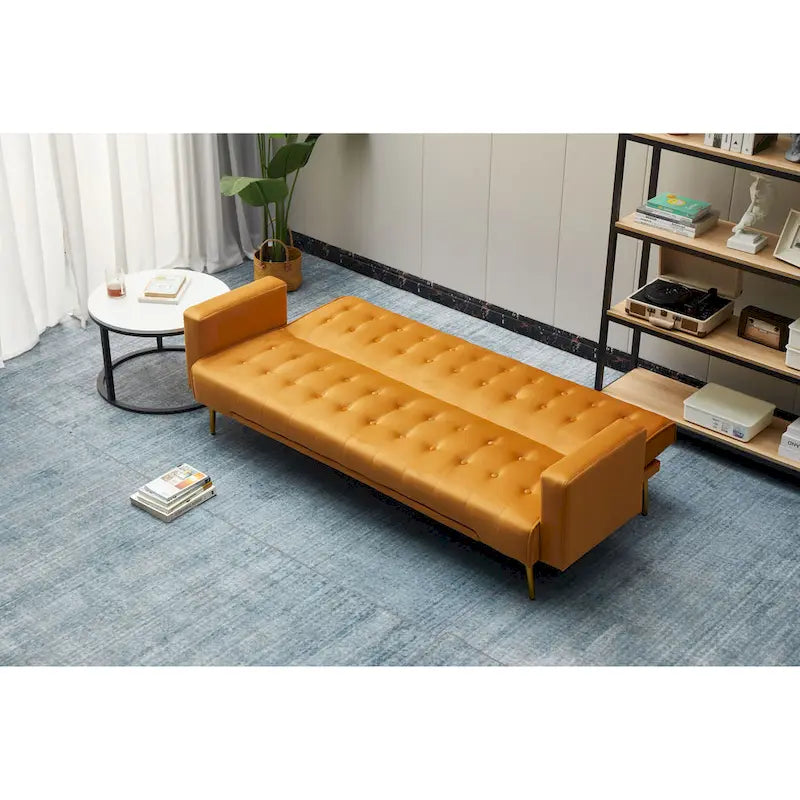 Canapé convertible en velours capitonné de 75 po de large