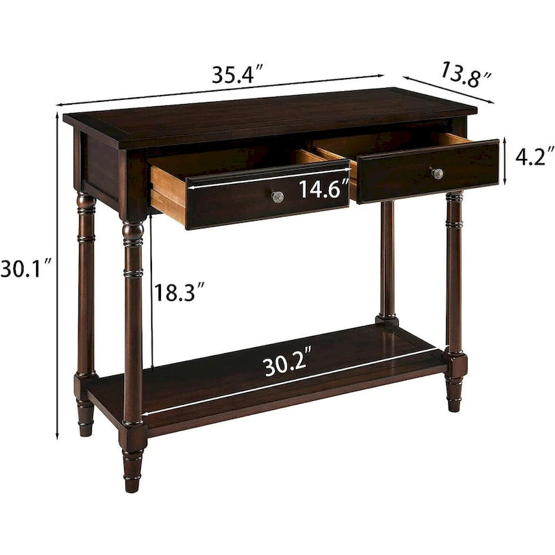 Table d'entrée avec tiroirs de rangement, console avec étagère