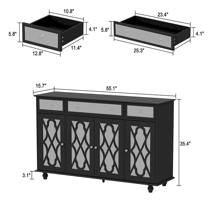 Buffets Bahuts Miroirs 55W Armoire Bibliothèque Salle de Séjour
