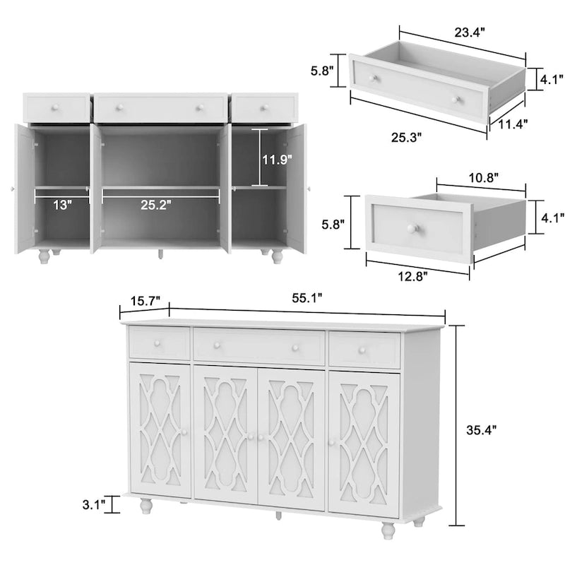 Buffets Bahuts Miroirs 55W Armoire Bibliothèque Salle de Séjour