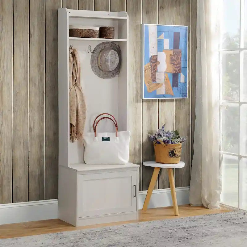 Porte-manteau rustique avec banc de rangement pour chaussures, banc d'entrée avec patère