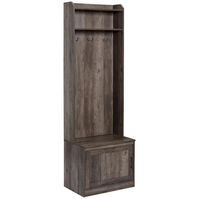 Porte-manteau rustique avec banc de rangement pour chaussures, banc d'entrée avec patère