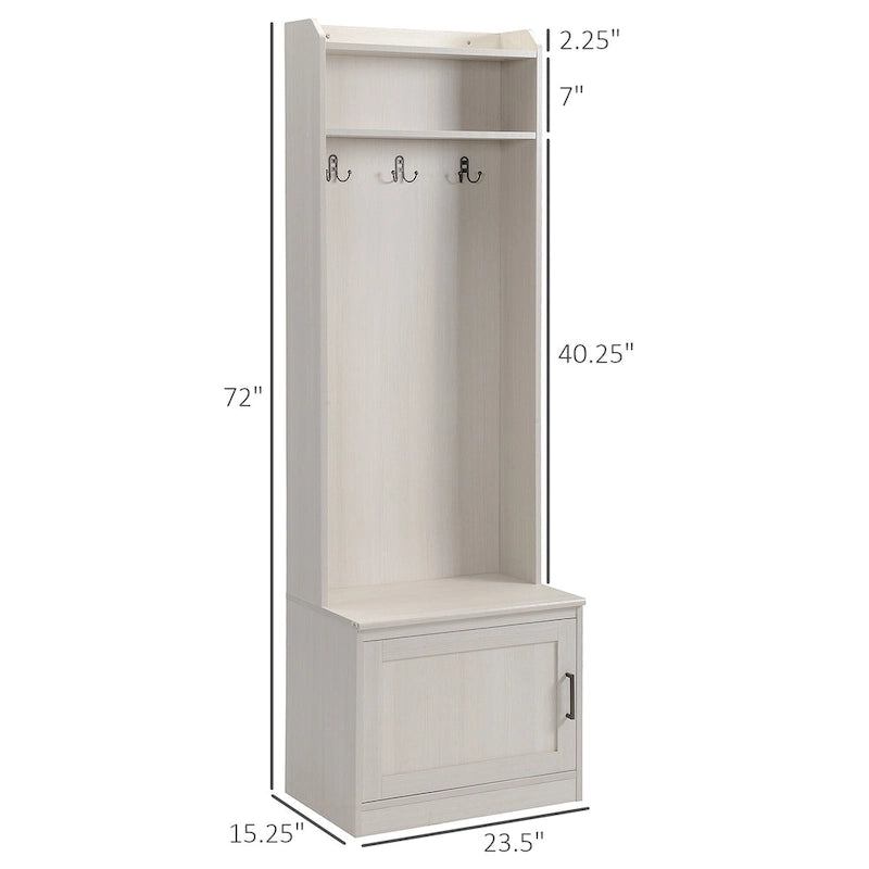 Porte-manteau rustique avec banc de rangement pour chaussures, banc d'entrée avec patère