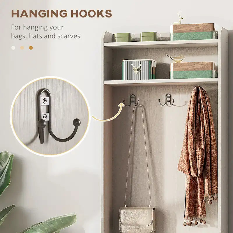 Porte-manteau rustique avec banc de rangement pour chaussures, banc d'entrée avec patère
