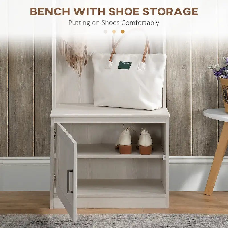 Porte-manteau rustique avec banc de rangement pour chaussures, banc d'entrée avec patère