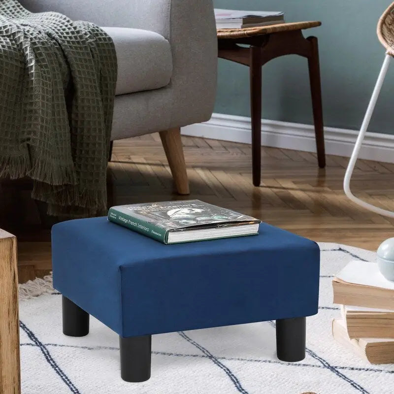 Petit pouf carré moderne en tissu pour repose-pieds