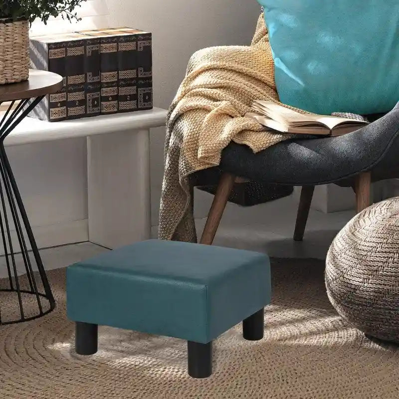 Petit pouf carré moderne en tissu pour repose-pieds