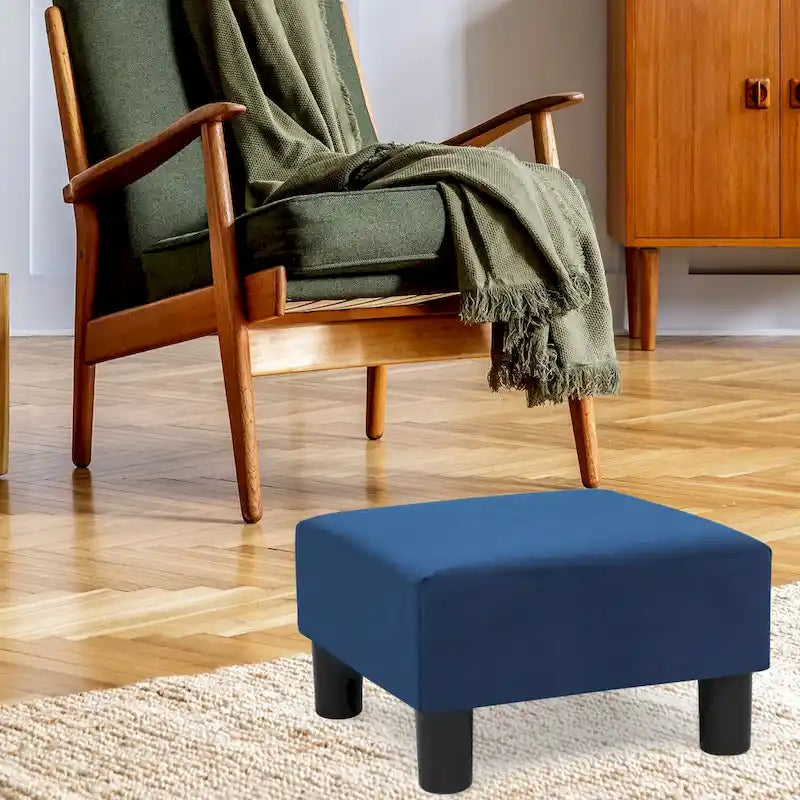 Petit pouf carré moderne en tissu pour repose-pieds