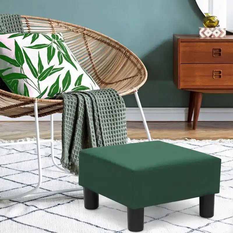 Petit pouf carré moderne en tissu pour repose-pieds