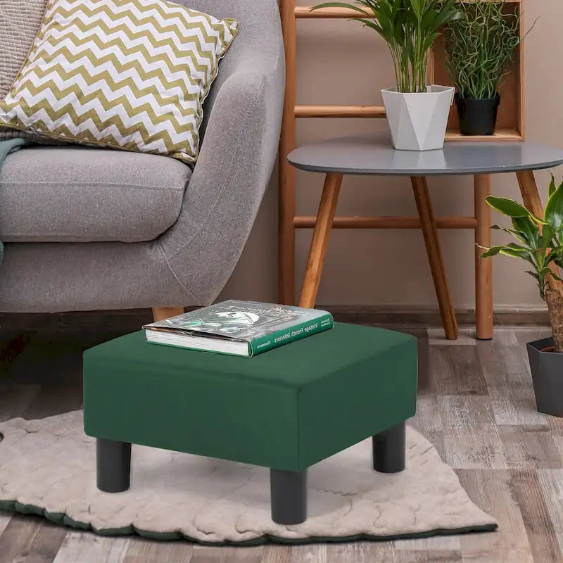 Petit pouf carré moderne en tissu pour repose-pieds