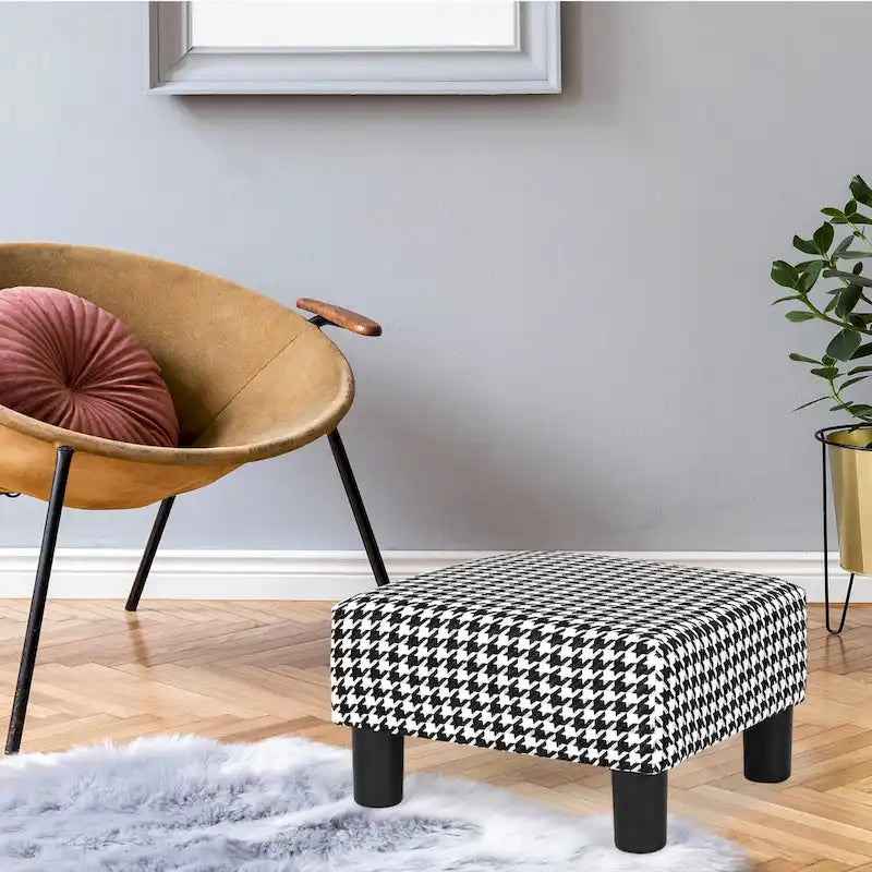 Petit pouf carré moderne en tissu pour repose-pieds