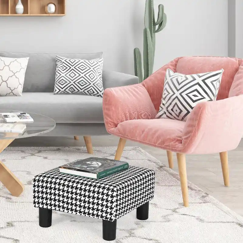 Petit pouf carré moderne en tissu pour repose-pieds