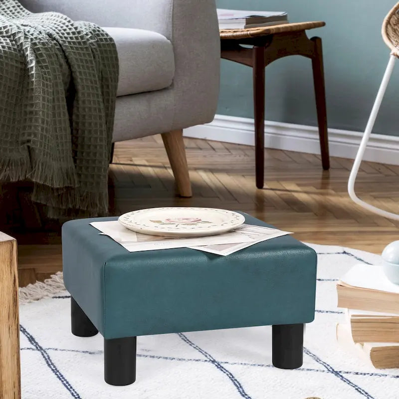 Petit pouf carré moderne en tissu pour repose-pieds