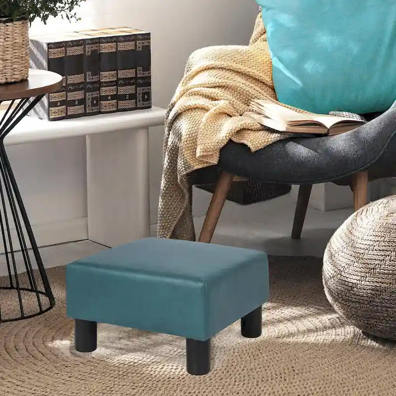 Petit pouf carré moderne en tissu pour repose-pieds