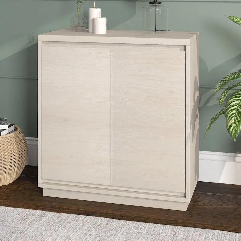 Meuble d'appoint à double porte de 76 cm avec finition grain de bois et étagère réglable