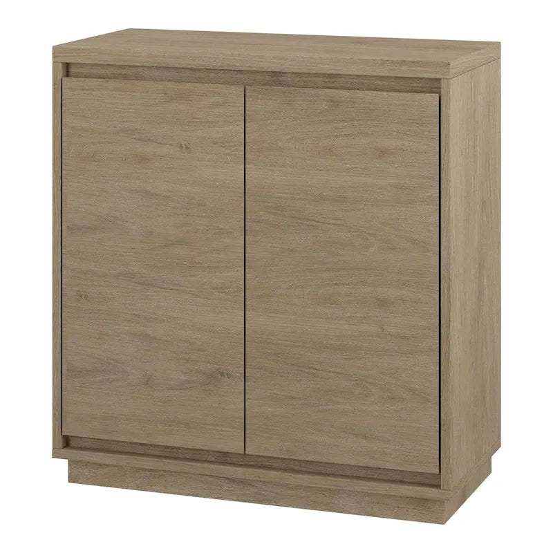 Meuble d'appoint à double porte de 76 cm avec finition grain de bois et étagère réglable