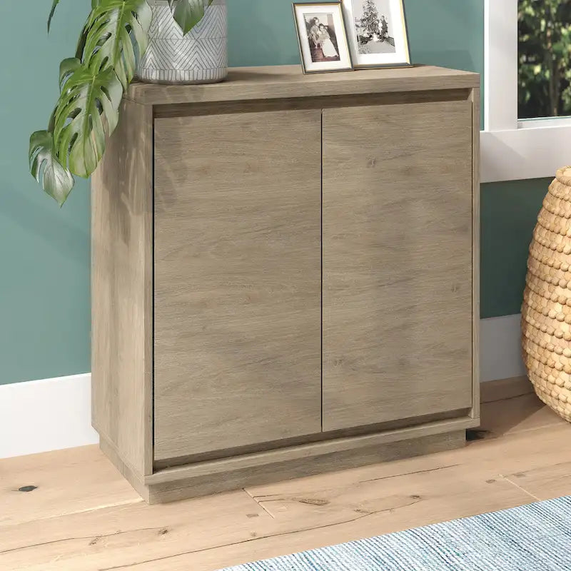 Meuble d'appoint à double porte de 76 cm avec finition grain de bois et étagère réglable