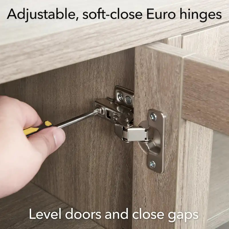 Meuble d'appoint à double porte de 76 cm avec finition grain de bois et étagère réglable
