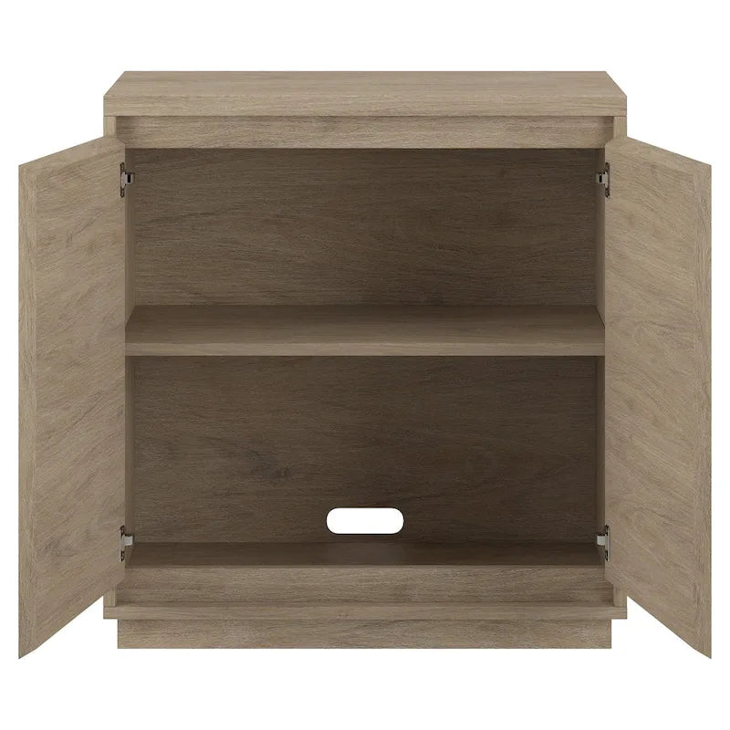 Meuble d'appoint à double porte de 76 cm avec finition grain de bois et étagère réglable