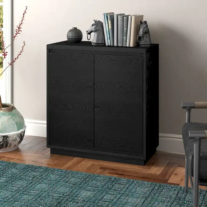 Meuble d'appoint à double porte de 76 cm avec finition grain de bois et étagère réglable