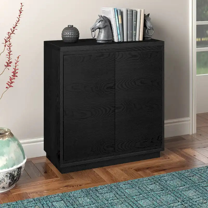 Meuble d'appoint à double porte de 76 cm avec finition grain de bois et étagère réglable