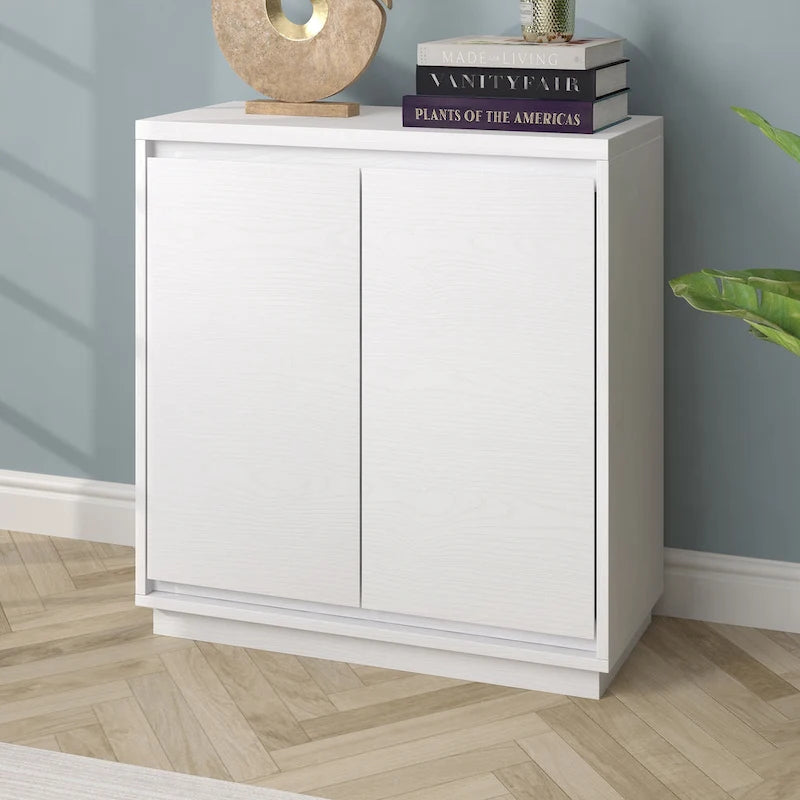 Meuble d'appoint à double porte de 76 cm avec finition grain de bois et étagère réglable