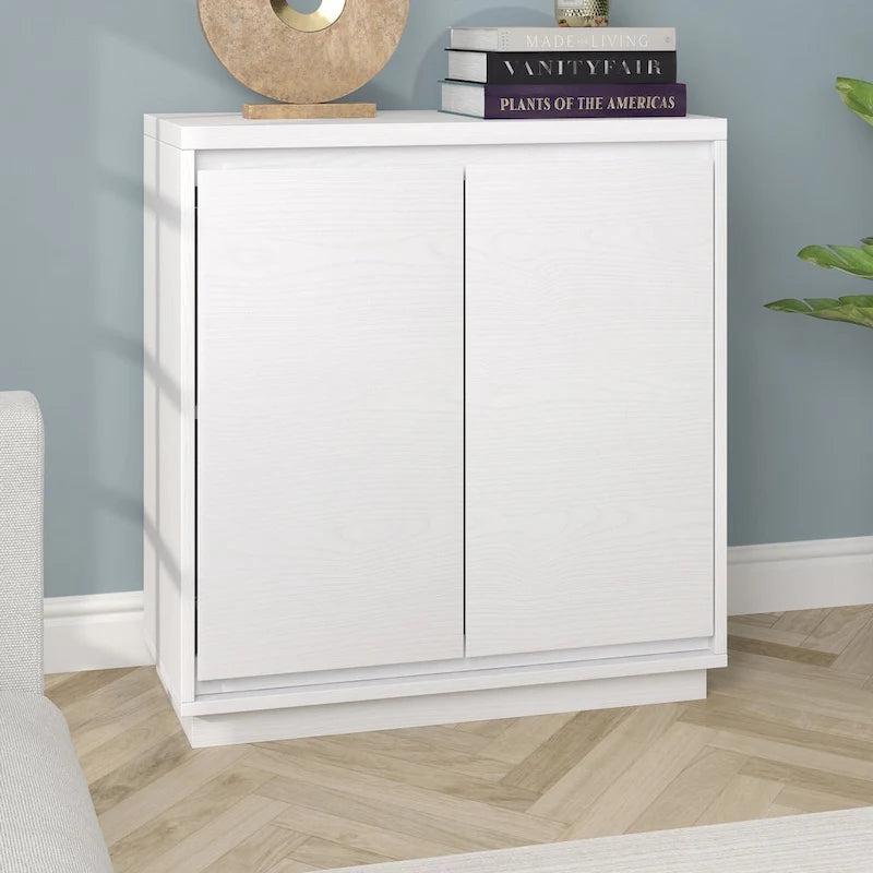 Meuble d'appoint à double porte de 76 cm avec finition grain de bois et étagère réglable