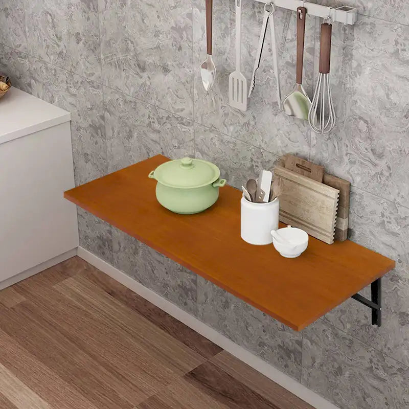 Bureau pliant mural multifonctionnel en bois avec étagère et établi