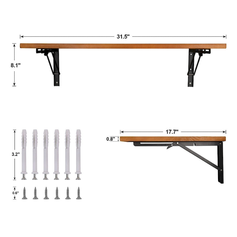 Bureau pliant mural multifonctionnel en bois avec étagère et établi