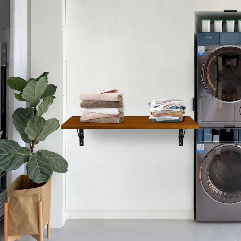 Bureau pliant mural multifonctionnel en bois avec étagère et établi