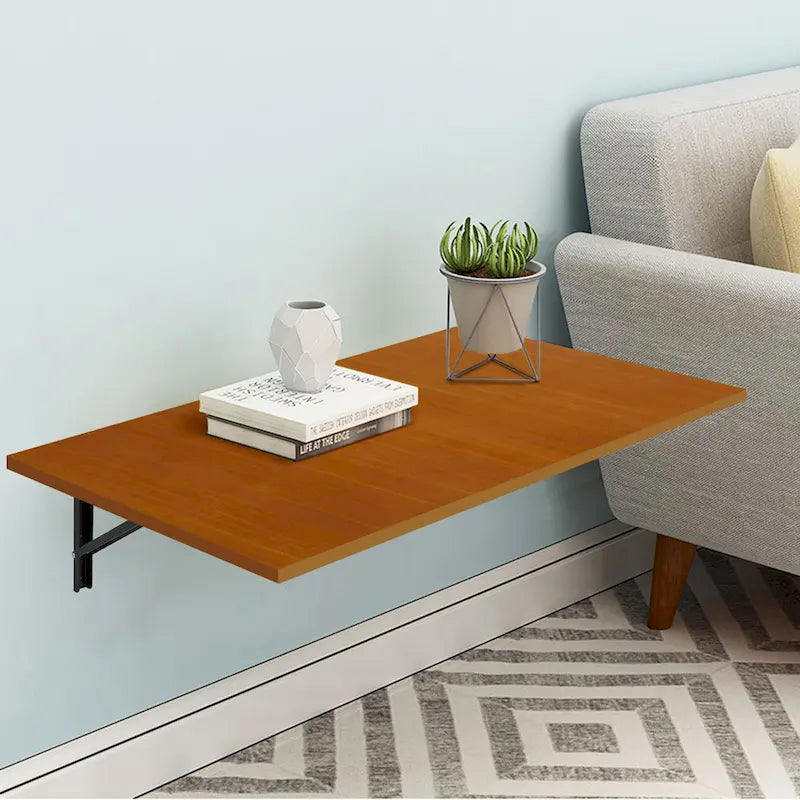Bureau pliant mural multifonctionnel en bois avec étagère et établi