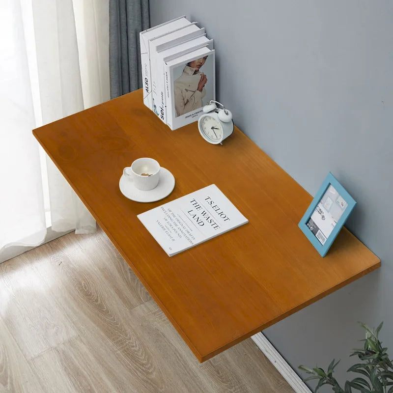 Bureau pliant mural multifonctionnel en bois avec étagère et établi