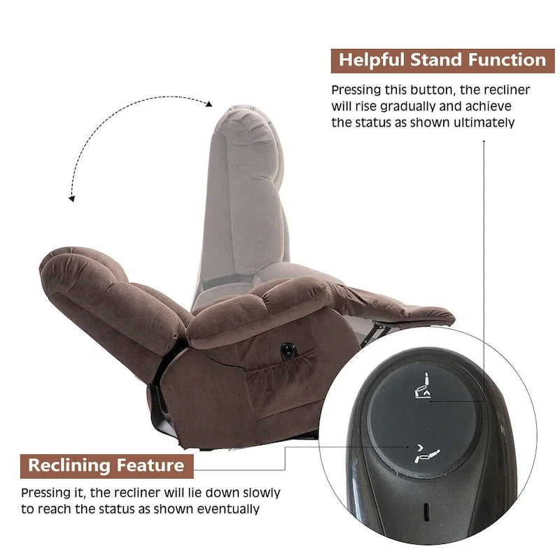 Fauteuil inclinable releveur pour personnes âgées, mécanisme d'inclinaison robuste et sûr - Canapé en tissu pour salon