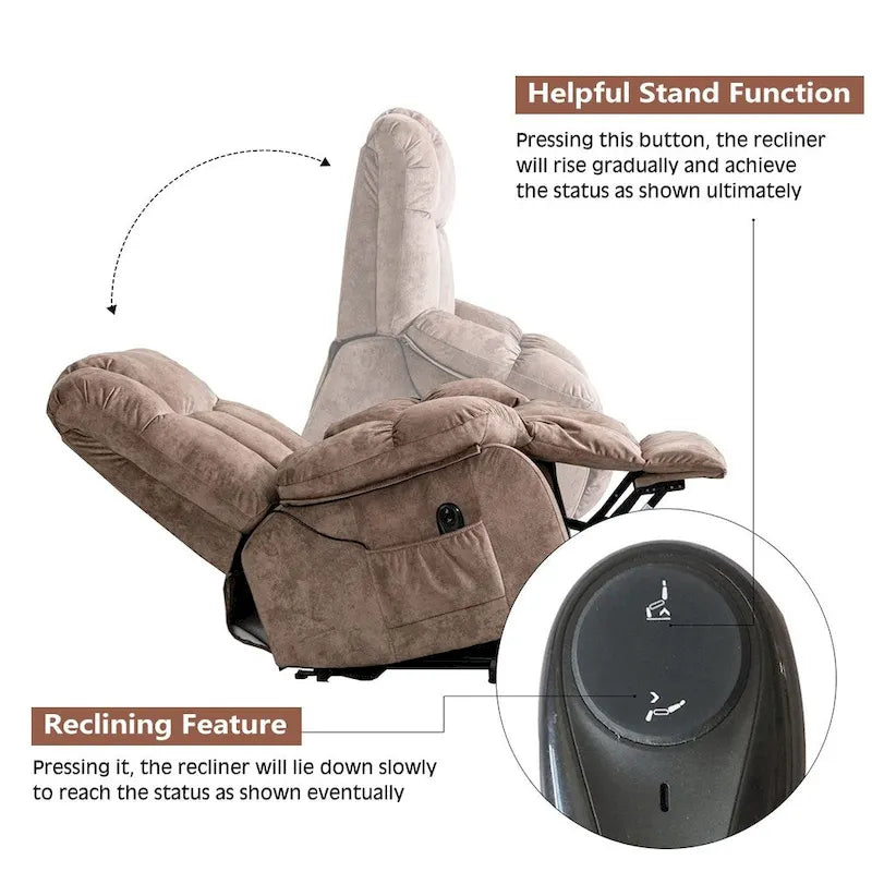 Fauteuil inclinable releveur pour personnes âgées, mécanisme d'inclinaison robuste et sûr - Canapé en tissu pour salon