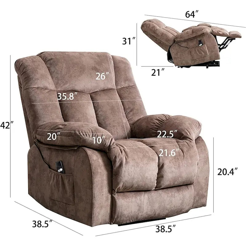 Fauteuil inclinable releveur pour personnes âgées, mécanisme d'inclinaison robuste et sûr - Canapé en tissu pour salon