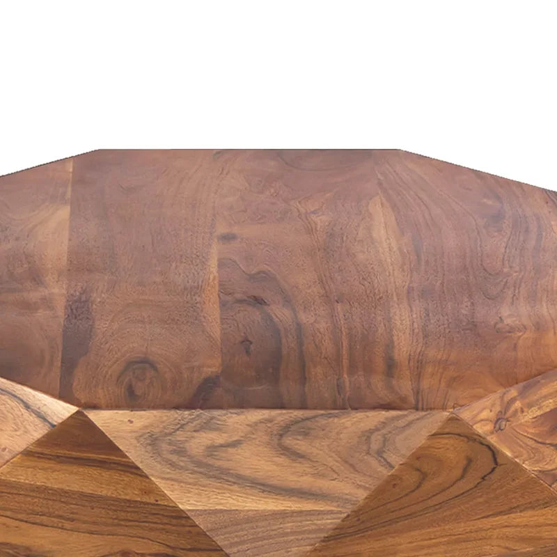 Table basse en bois d'acacia en forme de diamant de 33 pouces avec plateau lisse, marron foncé