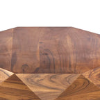 Table basse en bois d'acacia en forme de diamant de 33 pouces avec plateau lisse, marron foncé