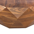 Table basse en bois d'acacia en forme de diamant de 33 pouces avec plateau lisse, marron foncé
