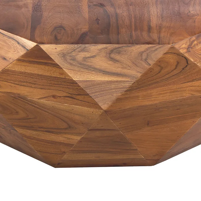 Table basse en bois d'acacia en forme de diamant de 33 pouces avec plateau lisse, marron foncé