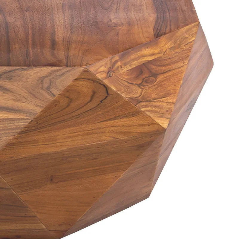 Table basse en bois d'acacia en forme de diamant de 33 pouces avec plateau lisse, marron foncé