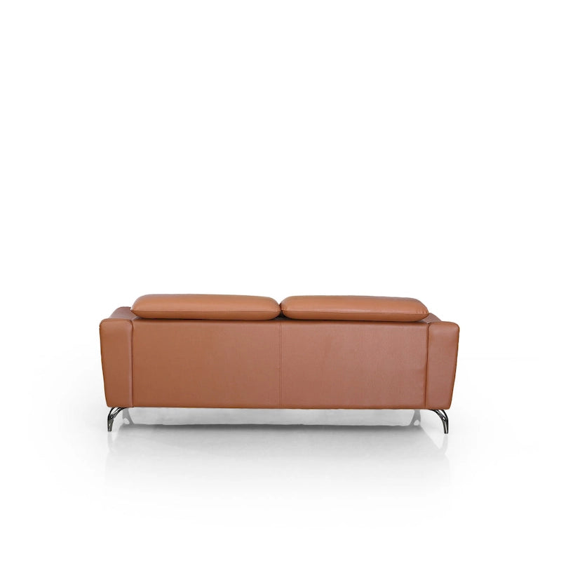 Canapé moderne en cuir marron couleur cognac
