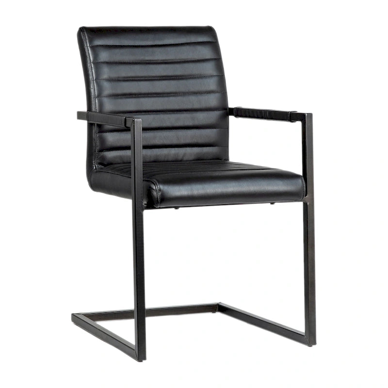 Fauteuil de salle à manger moderne en cuir pleine fleur véritable et acier