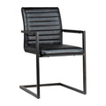 Fauteuil de salle à manger moderne en cuir pleine fleur véritable et acier