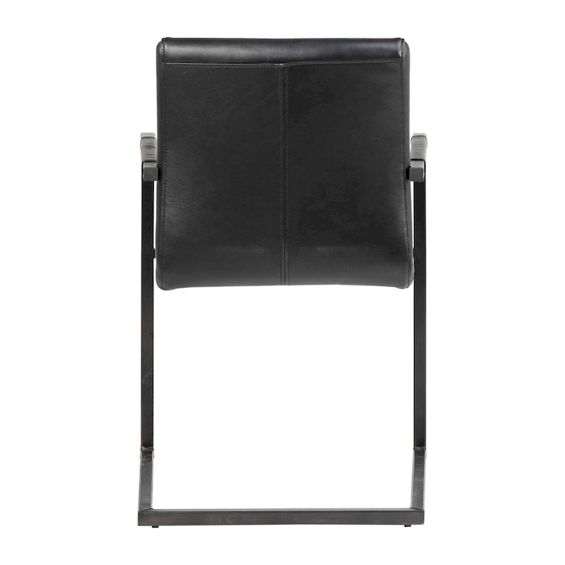 Fauteuil de salle à manger moderne en cuir pleine fleur véritable et acier